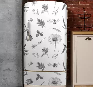 Vinil para frigorífico Flores cinza sprint - TenStickers