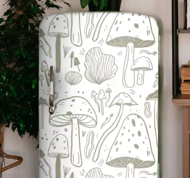Vinil para frigorífico Padrão de cogumelos bege - TenStickers