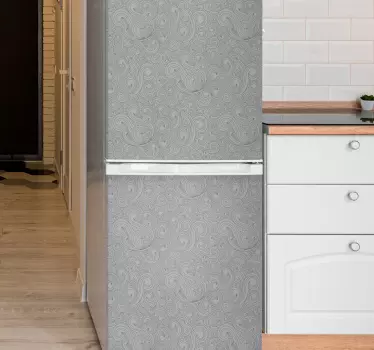 Vinil para frigorífico Padrão floral em tons de cinza - TenStickers