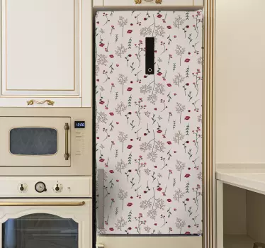 Vinil para frigorífico Padrão floral vermelho minimalista - TenStickers