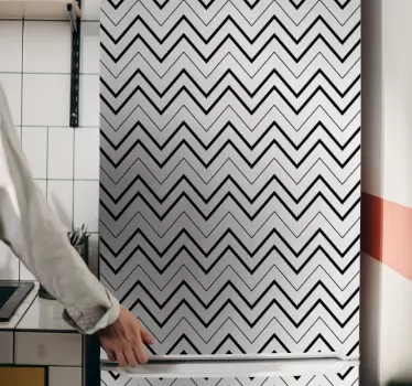 Vinil para frigorífico Padrão minimalista em ziguezague preto e b - TenStickers