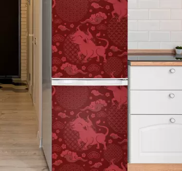 Vinil para frigorífico Padrão vintage estilo chinês - TenStickers