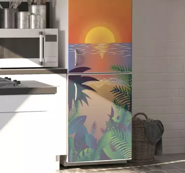 Vinil para frigorífico Refrigerador retro sun bearch - TenStickers