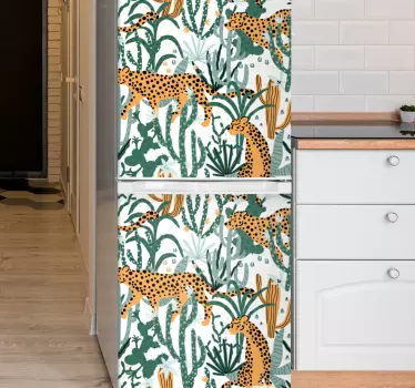 Vinil para frigorífico Rondando jaguar selva toile - TenStickers