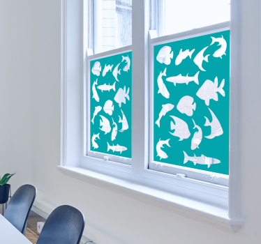 Vinil para janelas silhueta de peixes - TenStickers