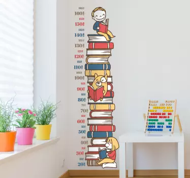 Vinil para medição de crescimento livros - TenStickers