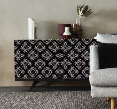 Vinil para móveis Azulejo preto e branco como decoração quadrada - TenStickers