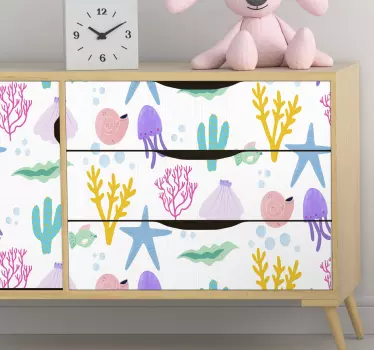 Vinil para móveis Desenho infantil do fundo do mar - TenStickers