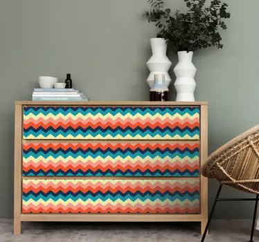 Vinil para móveis Desenho multicolor em ziguezague - TenStickers