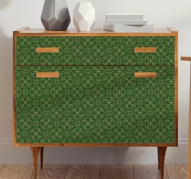 Vinil para móveis Elegante padrão verde e dourado - TenStickers