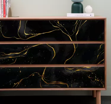 Vinil para móveis Mármore preto e dourado - TenStickers