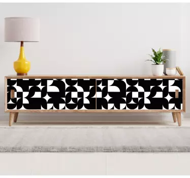 Vinil para móveis Padrão de arte geométrica de círculo preto - TenStickers