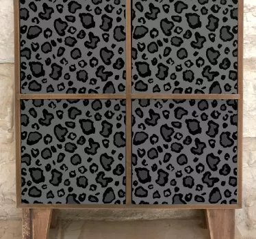 Vinil para móveis Padrão de leopardo cinza escuro e preto - TenStickers