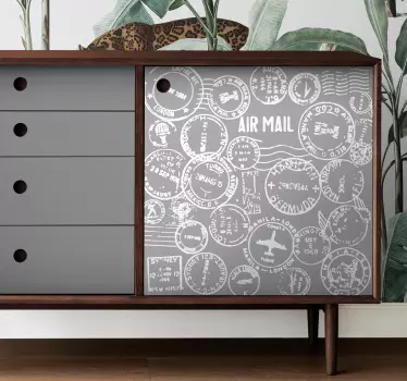 Vinil para móveis Padrão de selo de viagem vintage - TenStickers