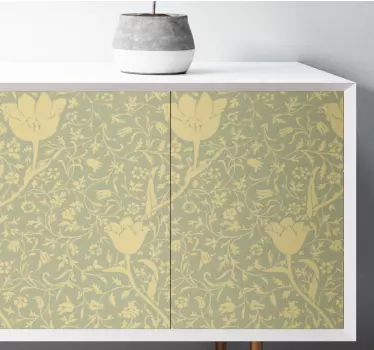 Vinil para móveis Sublte padrão floral dourado e verde - TenStickers