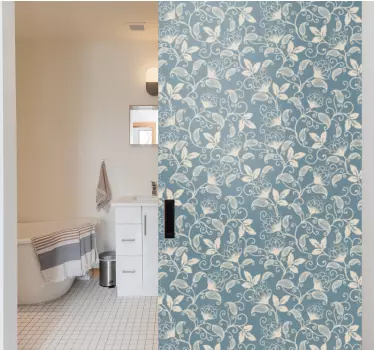 Vinil para porta Azul e bege padrão de elementos detal - TenStickers