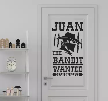 Vinil para porta Bandido com nome - TenStickers