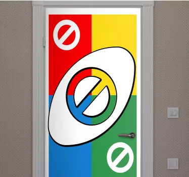 Vinil para porta Cartão multicolor stop uno com quatro partes - TenStickers