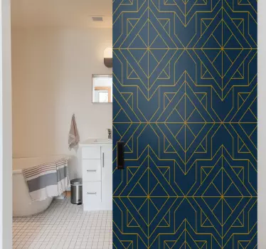 Vinil para porta Elegante padrão art déco em azul profundo - TenStickers