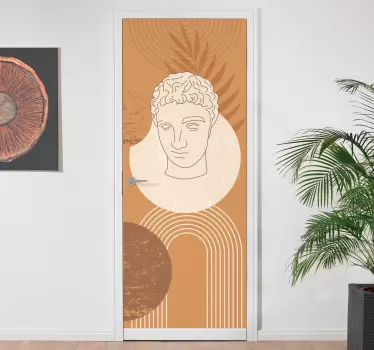 Vinil para porta Escultura antiga mínima de hermes - TenStickers