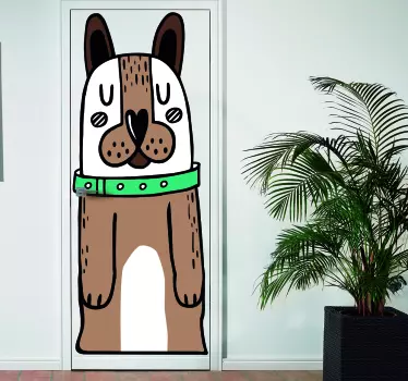 Vinil para porta Cão castanho bonito - TenStickers