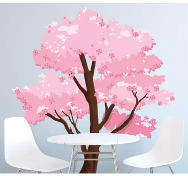 Vinil para sala de jantar árvore com flores de cerejeira - TenStickers
