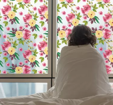 Vinil para vidros com padrões florais - TenStickers