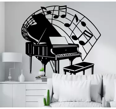 Vinil sala de estar Notas musicais com instrumentos musicais - TenStickers