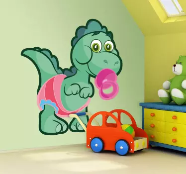 Vinilo infantil dinosaurio bebé verde - TenStickers
