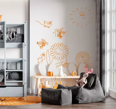 Vinilo infantil flores e insetos - TenStickers
