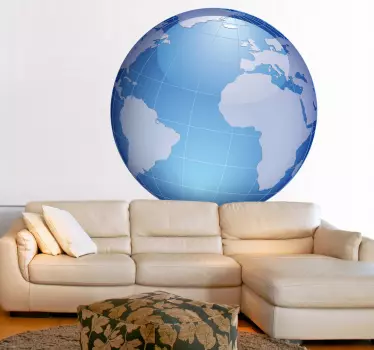 mapa mundo azul Oceano Atlântico - TenStickers