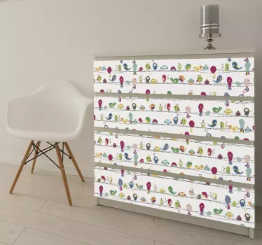 Vinilo para móveis padrão de pássaros - TenStickers
