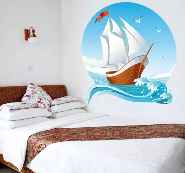 vinis decorativos barco com velas brancas - TenStickers