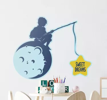 Vinis decorativos de outros textos Criança em sonhos de pesca lun - TenStickers