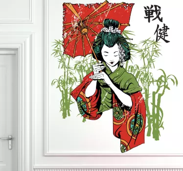 Vinis decorativos orientais desenho gueixa - TenStickers