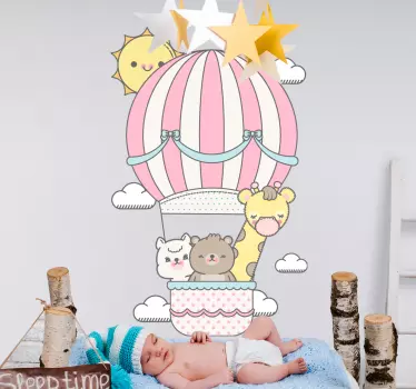 Vinis para quarto infantil Animais fofos em balão - TenStickers