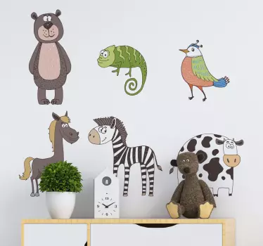 Vinis para quarto infantil Colagem de animais fofos - TenStickers