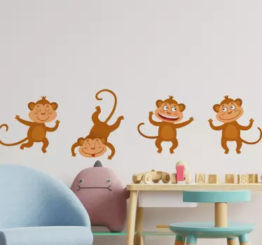 Vinis para quarto infantil Macacos engraçados - TenStickers