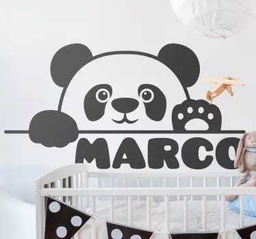 Vinis para quarto infantil Nome personalizado bebê panda - TenStickers