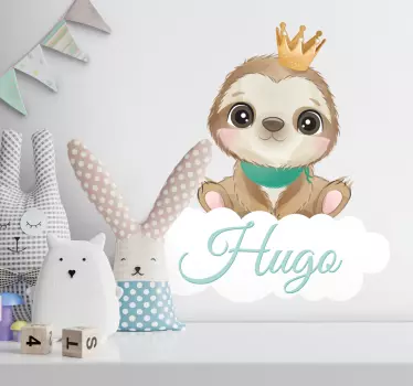 Vinis para quarto infantil Preguiça fofa para menino com nome - TenStickers