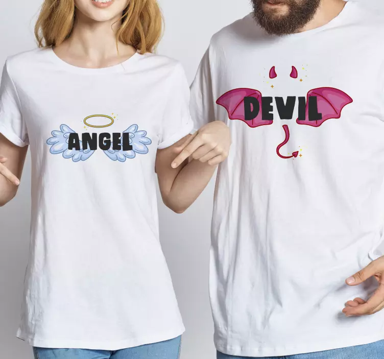 Casal anjo e demônio camisetas - TenStickers