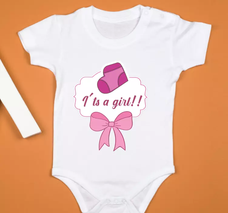 Chá de bebê feminino com T-shirtde bebê com nome - TenStickers