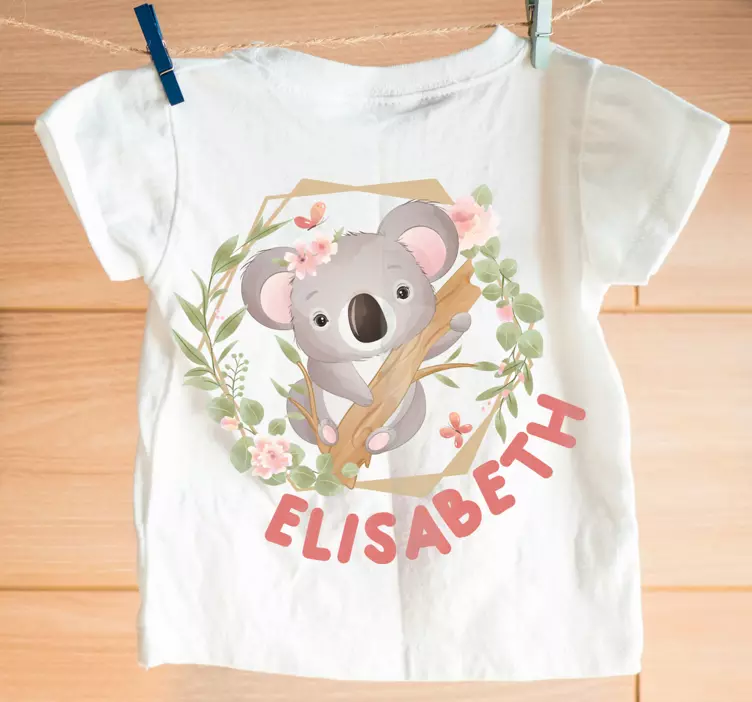 Coala de animais fofos com T-shirtde bebê com nome - TenStickers