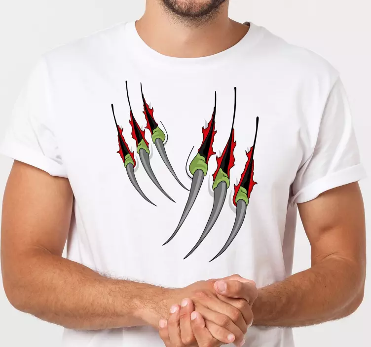 Garra arranhando T-shirtde halloween com sangue vermelho - TenStickers