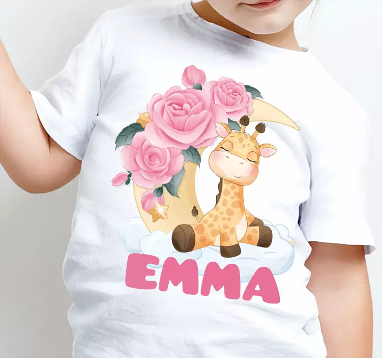 Girafa de animais fofos com T-shirtde bebê com nome - TenStickers