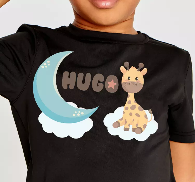 Girafa fofa para menino com T-shirtde bebê com nome - TenStickers