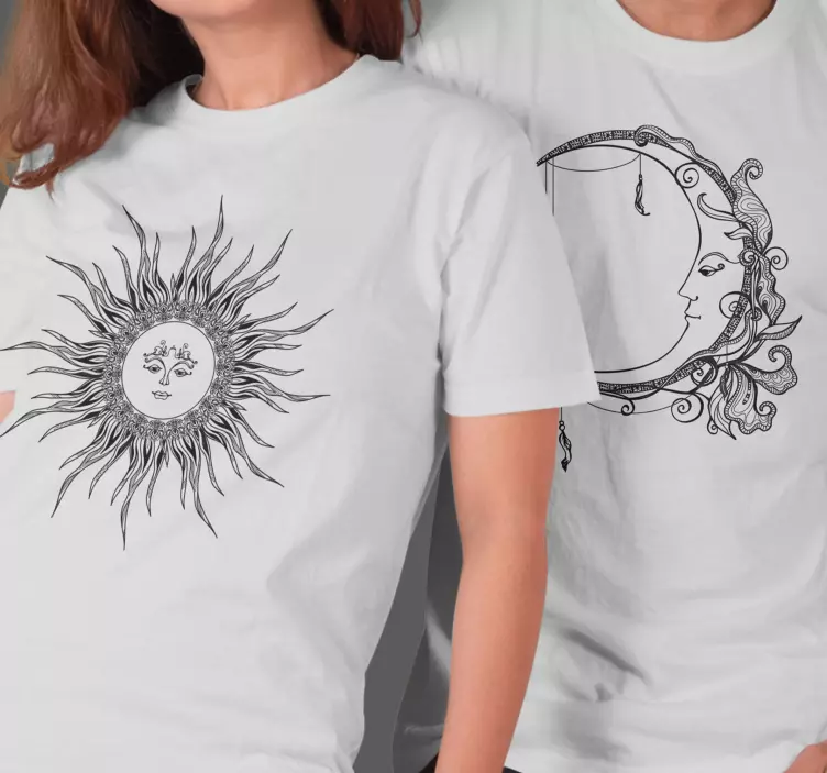Lua e sol casal camisetas - TenStickers