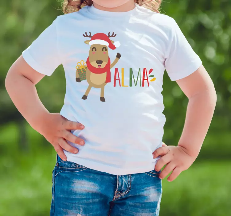 T-shirtde natal de rudolph nome personalizável - TenStickers