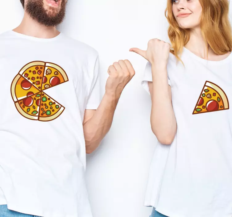 Pizzas combinando peças padrão casal camisetas - TenStickers