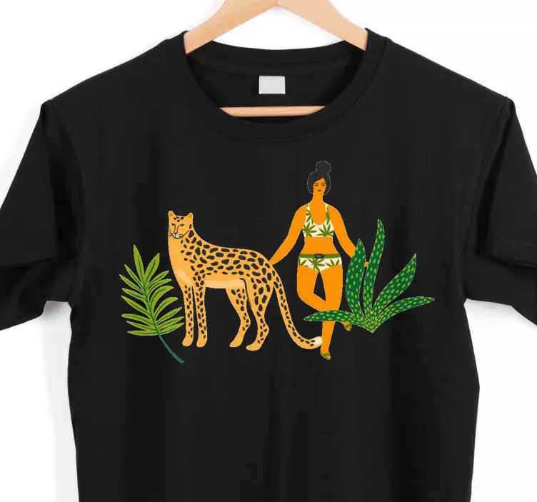 T-shirt arte leopardo e mulher - TenStickers